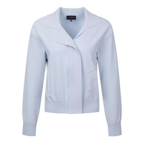 여성 심볼 포인트 원포켓 오버핏 크롭 집업 가디건