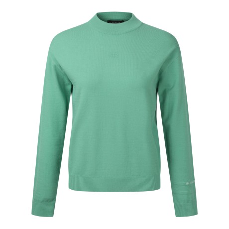 여성 별 로고 프린트 오버핏 모크넥 니트