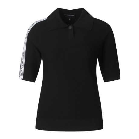 여성 소매 자가드 빅카라 반팔 니트