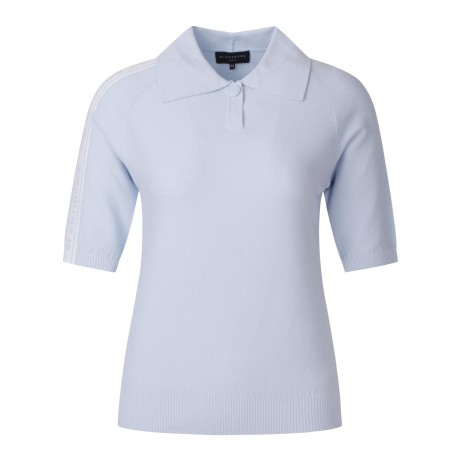 여성 소매 자가드 빅카라 반팔 니트