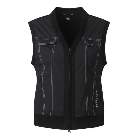 여성 우븐 하이브리드 스티치 집업 니트 베스트