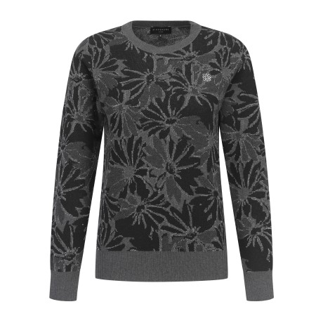 여성 마가렛 플라워 자가드 니트
