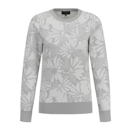 여성 마가렛 플라워 자가드 니트