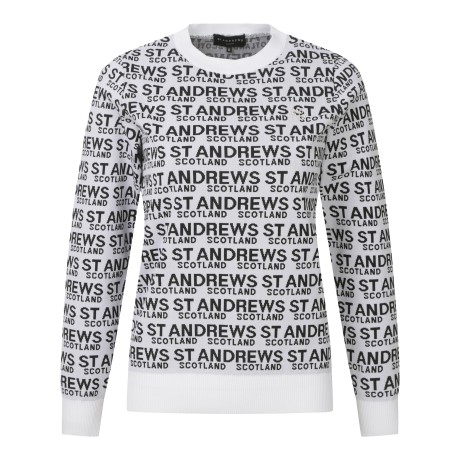 여성 로고 배색 더블 자가드 니트