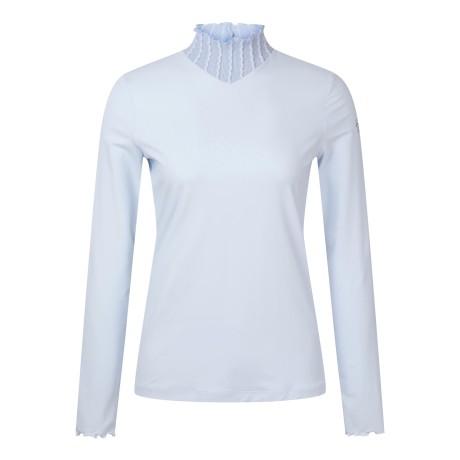 여성 물결 카라 스판 긴팔 이너 티셔츠