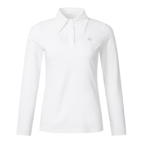 여성 카라 STA 엠보 프린트 우븐 빅카라 긴팔 티셔츠