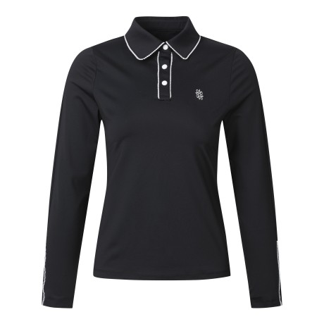 여성 라인 디테일 베이직 폴로 긴팔 티셔츠