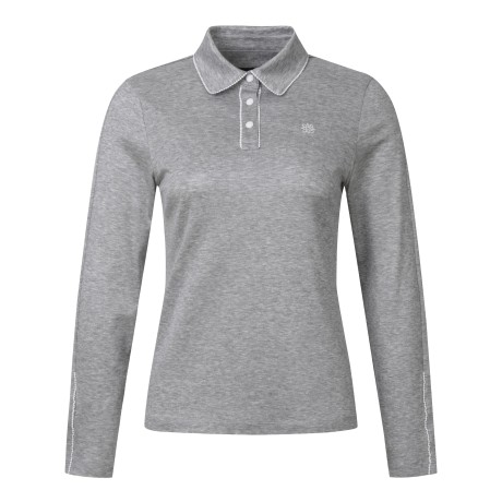 여성 라인 디테일 베이직 폴로 긴팔 티셔츠