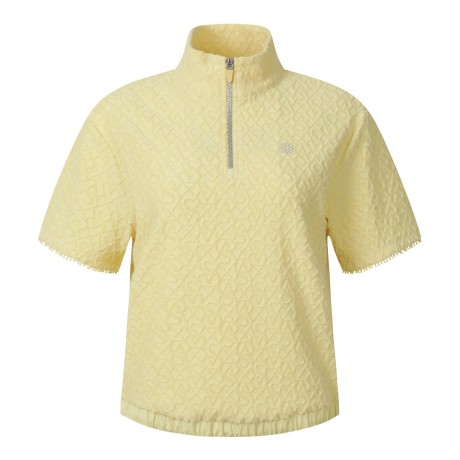 여성 테리 JQD 오버핏 하프 집업 반팔 티셔츠