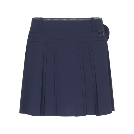 여성 탈착 볼 주머니 벨트 포인트 플리츠 큐롯 스커트