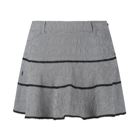 여성 링클 깅엄 체크 훌 큐롯 스커트