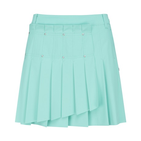 여성 리벳 더블 플리츠 랩 큐롯 스커트