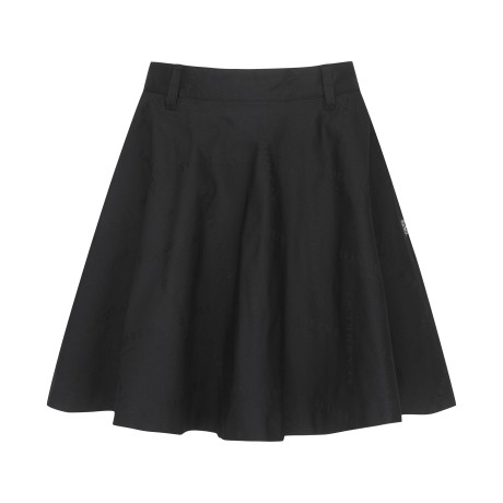 여성 워딩 로고 자가드 플레어 스커트