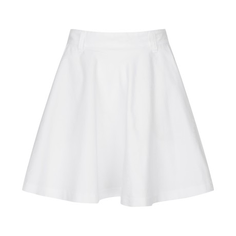 여성 워딩 로고 자가드 플레어 스커트