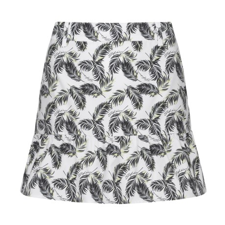 여성 팜 리프 STA 로고 프린트 프릴 스커트