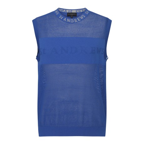 여성 로고 포인트 메쉬 니트 베스트