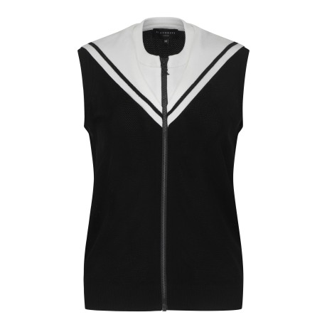 여성 컬러 세일러 집업 니트 베스트