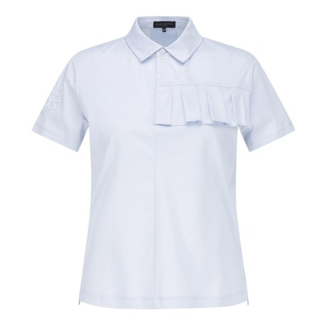 여성 플리츠 디테일 세미 오버핏 크롭 반팔 티셔츠