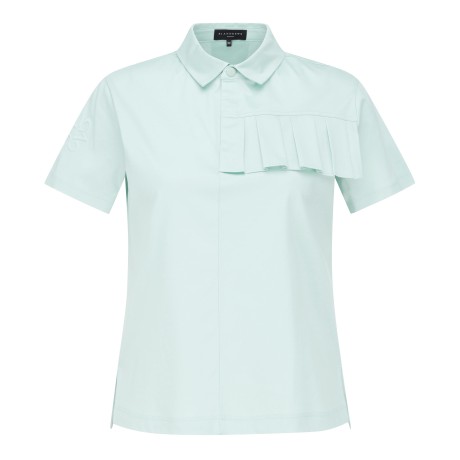 여성 플리츠 디테일 세미 오버핏 크롭 반팔 티셔츠