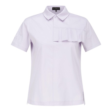 여성 플리츠 디테일 세미 오버핏 크롭 반팔 티셔츠