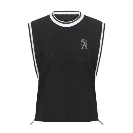 여성 STA 스트링 타공 오버핏 민소매 티셔츠