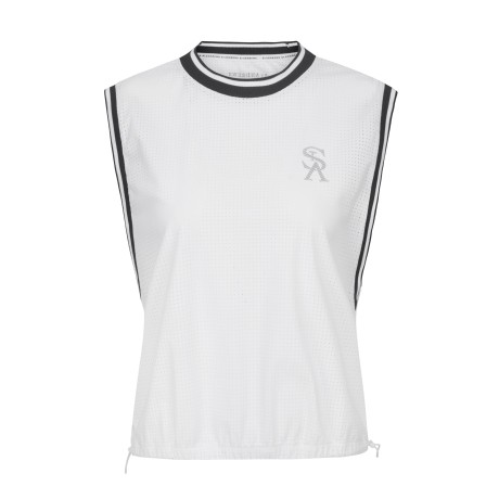 여성 STA 스트링 타공 오버핏 민소매 티셔츠