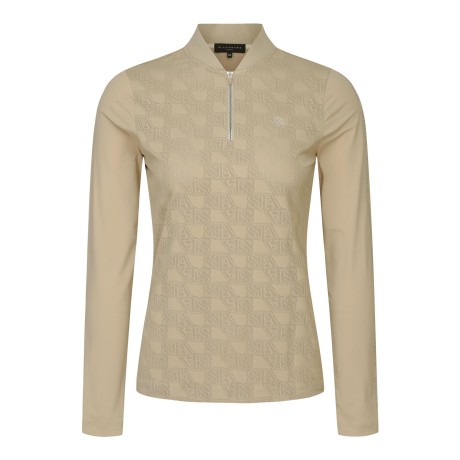 여성 STA 자카드 메쉬 냉감 소매 하프 집업 긴팔 티셔츠