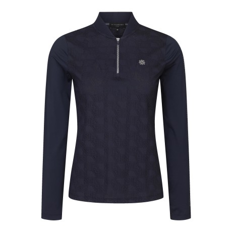 여성 STA 자카드 메쉬 냉감 소매 하프 집업 긴팔 티셔츠