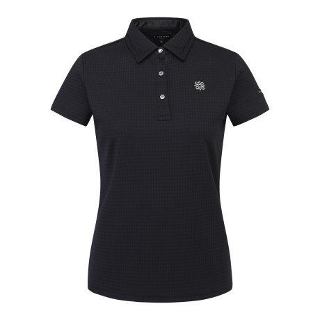 여성 별 심볼 격자 자가드 반팔 티셔츠