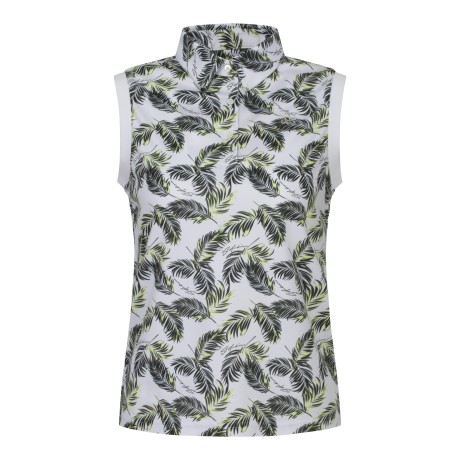 여성 팜 리프 STA 로고 프린트 민소매 티셔츠