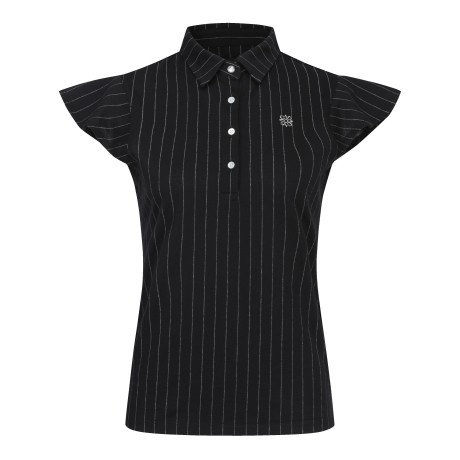 여성 별 심볼 스트라이프 소매 프릴 반팔티셔츠