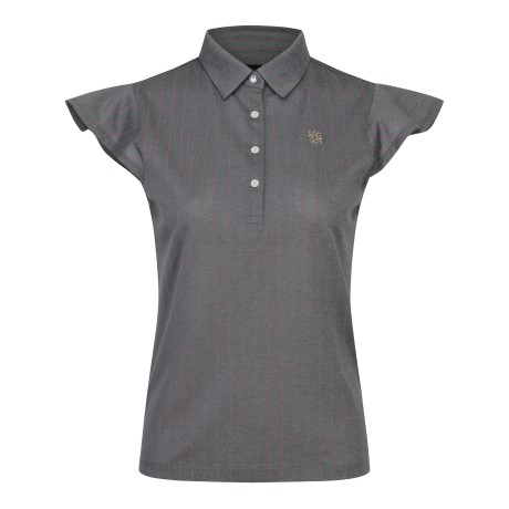 여성 별 심볼 스트라이프 소매 프릴 반팔티셔츠