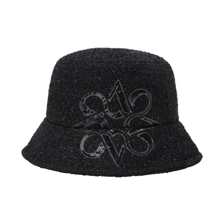 여성 별 심볼 스팽글 트위드 버킷햇