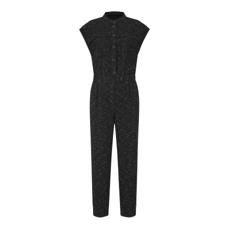 여성 트위드 드랍 숄더 점프 수트