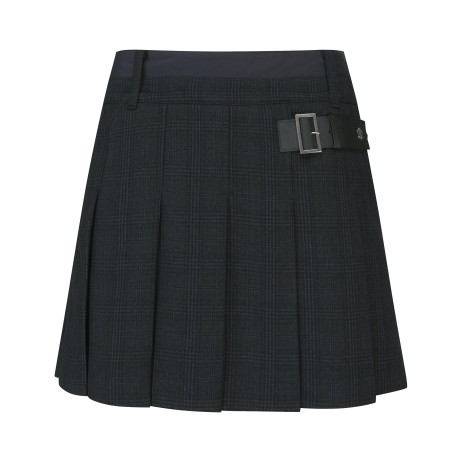 여성 레더 버클 포인트 플리츠 큐롯 스커트