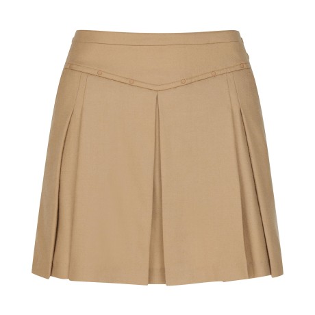 여성 리벳 A라인 플리츠 울 큐롯 스커트