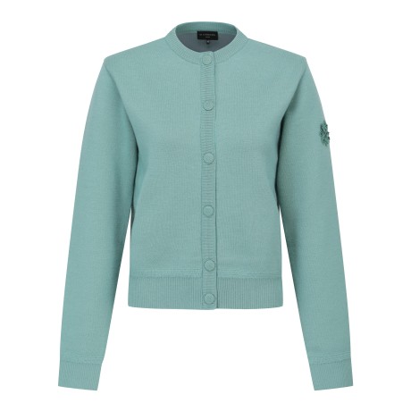 여성 별 심볼 와펜 라운드넥 가디건