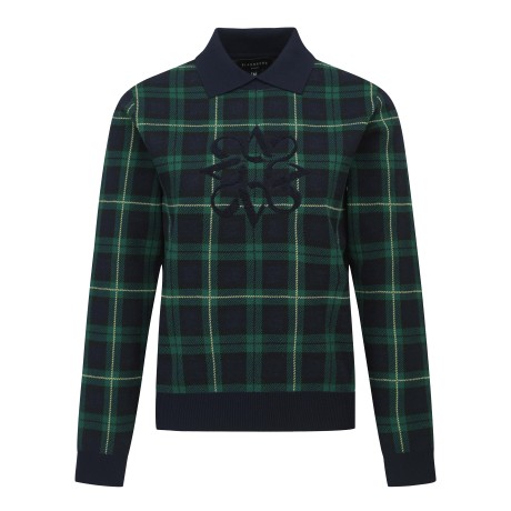 여성 별 심볼 부클 자수 체크 패턴 니트