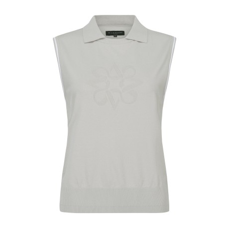 여성 별 심볼 컬러 라인 세미 오버핏 니트 베스트