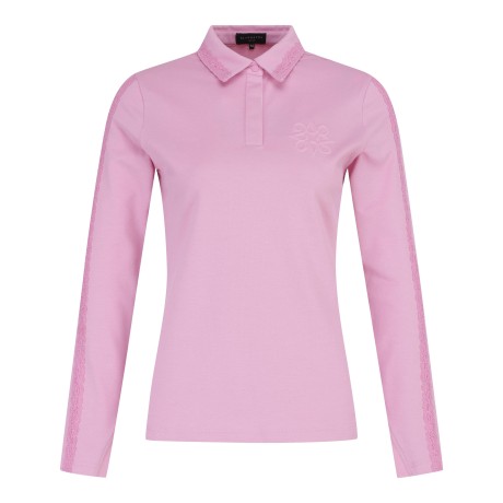 여성 별 심볼 레이스 포인트 솔리드 긴팔 티셔츠