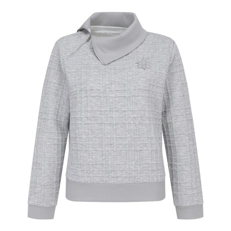 여성 별 심볼 카라 언발란스 지퍼 긴팔 티셔츠