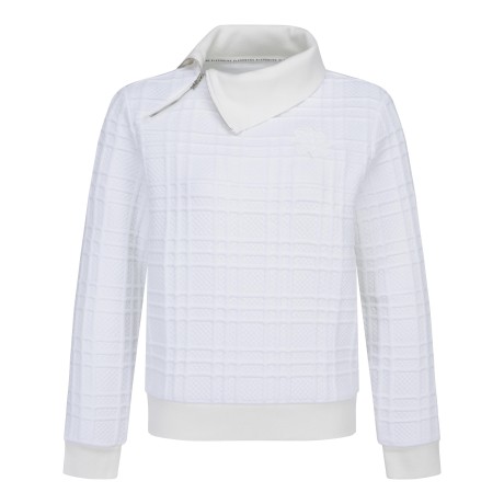 여성 별 심볼 카라 언발란스 지퍼 긴팔 티셔츠