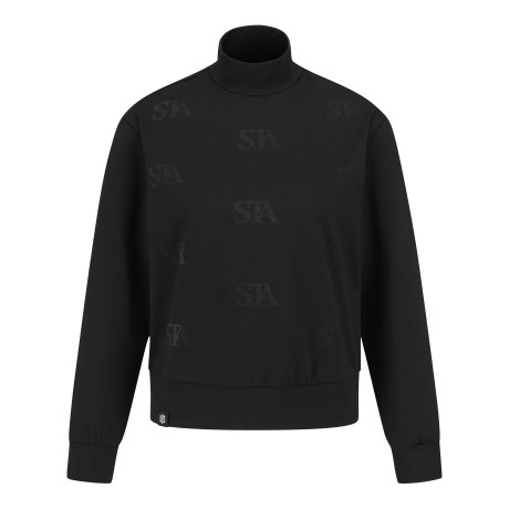 여성 STA 프린트 솔리드 하이넥 긴팔 티셔츠