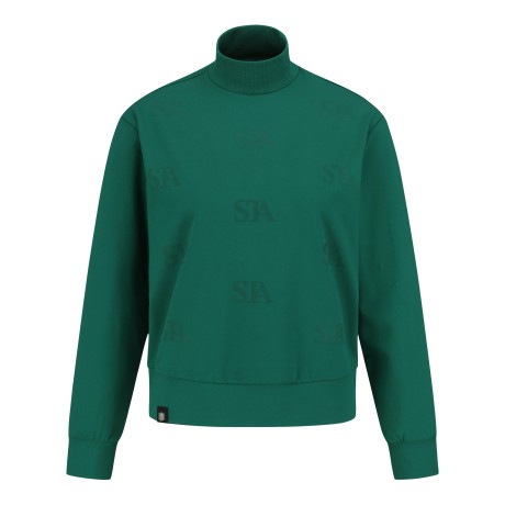 여성 STA 프린트 솔리드 하이넥 긴팔 티셔츠