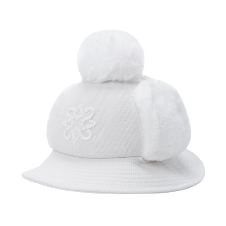 여성 심볼 부클 퍼 이어머프 투웨이 버킷햇