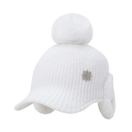 여성 퍼 방울 이어머프 니트 캡