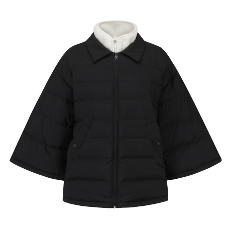 여성 보아 퍼 베스트 2 IN 1 케이프 다운 점퍼