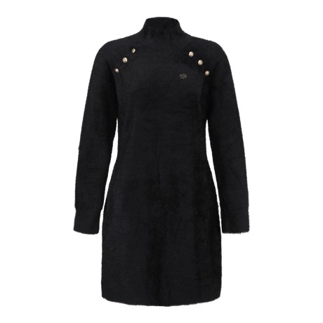 여성 골드 버튼 페더얀 모크넥 원피스