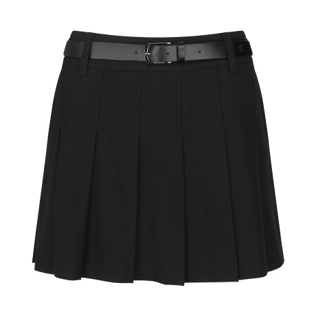 여성 솔리드 벨트 SET 플리츠 큐롯 스커트