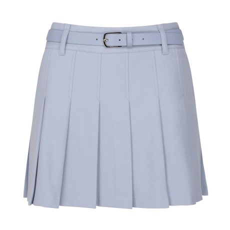 여성 솔리드 벨트 SET 플리츠 큐롯 스커트